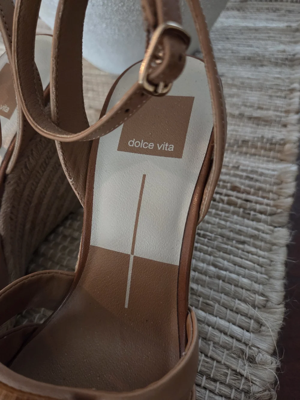 Dolce Vita Tan Espadrille Wedge Sandals with Rattan Ring 7.5